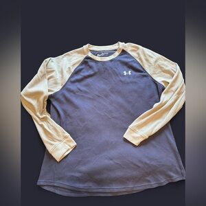Under Armour Navy and Beige Raglan BaseLayer Men Long Sleeve Shirt
